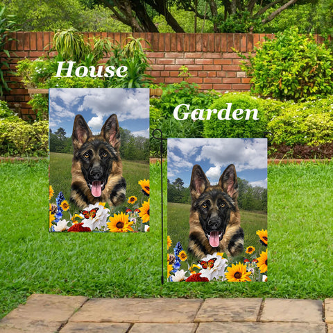 German Shepherd  - Best of Breed  Summer Fields Outdoor House and Garden Flag