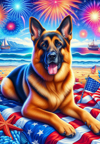 German Shepherd  - Best of Breed DCR July 4 Outdoor Flag