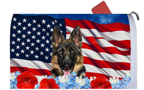 German Shepherd  - Best of Breed Patriotic Mailbox Cover Hi-Grade Vinyl 6" x 19"