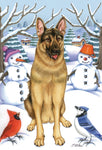 German Shepherd - Best of Breed Tomoyo Pitcher Winter Snowman Garden Flag 12" x 17"