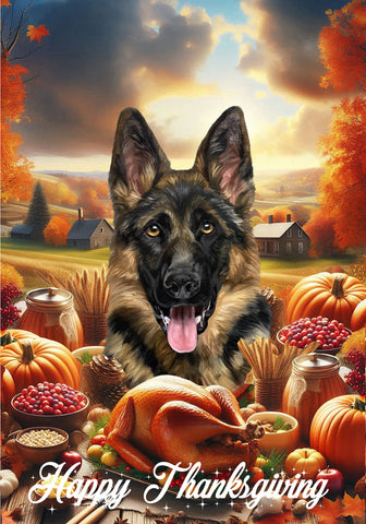 German Shepherd  - Best of Breed  Thanksgiving Outdoor House and Garden Flag