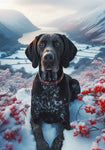 German Shorthair Pointer Black - Best of Breed DCR Winter Berries Outdoor House and Garden Flag