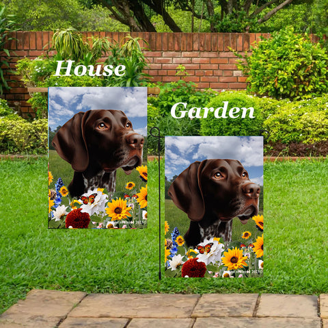 German Shorthair Pointer - Best of Breed  Summer Fields Outdoor House and Garden Flag