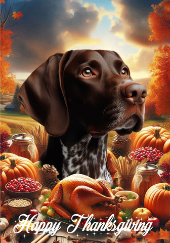 German Shorthair Pointer - Best of Breed  Thanksgiving Outdoor House and Garden Flag