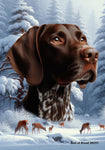 German Shorthair Pointer - Best of Breed  Winter Wonderland Outdoor House and Garden Flag