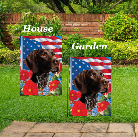 German Shorthair Pointer - Best of Breed  Patriotic I All-American Outdoor House and Garden Flag