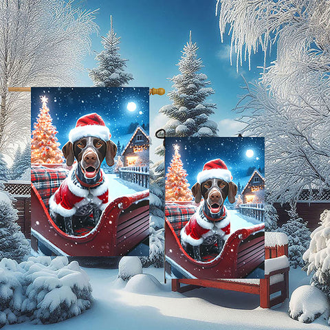 German Shorthair Pointer - Best of Breed DCR Christmas Outdoor House and Garden Flag