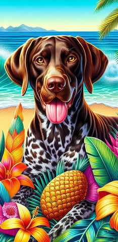 German Shorthair Pointer - Best of Breed DCR 100% Poly Velour Micro Fiber Beach Towel Quick Dry 30" x 60"