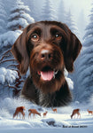 German Wirehaired Pointer -  Best of Breed  Winter Wonderland Outdoor House and Garden Flag