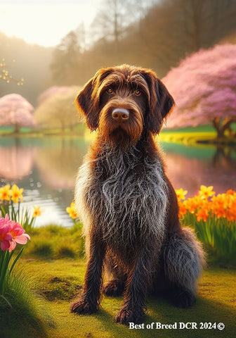 German Wirehaired Pointer -  Best of Breed DCR Spring House and Garden Flag
