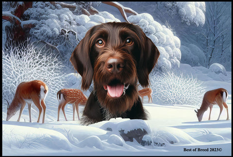 German Wirehaired Pointer -  Best of Breed Winter Wonderland Floor Mat Tufted Loop 18" x 27"