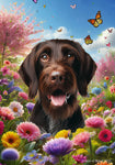 German Wirehaired Pointer -  Best of Breed  Spring Butterflies Outdoor House and Garden Flag