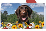 German Wirehaired Pointer -  Best of Breed Summer Flowers Mailbox Cover Hi-Grade Vinyl 6" x 19"