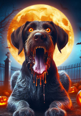 German Wirehaired Pointer - Best of Breed DCR Halloween Outdoor House and Garden Flag