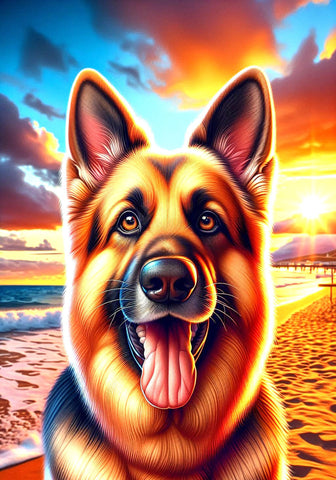 German Shepherd  - Best of Breed DCR Summer Sunset Outdoor House and Garden Flag
