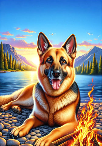 German Shepherd  - Best of Breed DCR Summer Camping   Outdoor House and Garden Flag