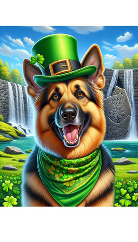 German Shepherd  - Best of Breed DCR Saint Patricks Day Day Outdoor House and Garden Flag