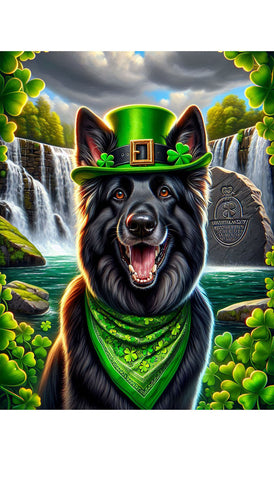 German Shepherd Black - Best of Breed DCR Saint Patricks Day Day Outdoor House and Garden Flag