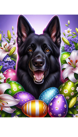 German Shepherd Black - Best of Breed DCR Easter Holiday    Outdoor House and Garden Flag