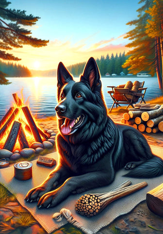 German Shepherd Black - Best of Breed DCR Summer Camping   Outdoor House and Garden Flag