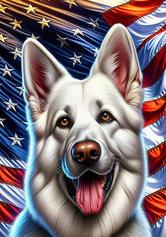 German Shepherd White - Best of Breed DCR Patriotic III   Outdoor House and Garden Flag
