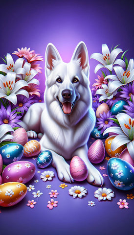 German Shepherd White - Best of Breed DCR Easter Holiday    Outdoor House and Garden Flag