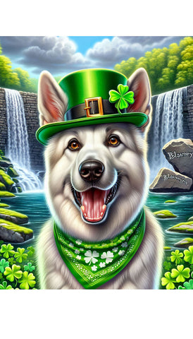 German Shepherd White - Best of Breed DCR Saint Patricks Day Day Outdoor House and Garden Flag