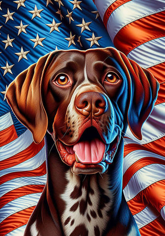 German Shorthair Pointer - Best of Breed DCR Patriotic III   Outdoor House and Garden Flag