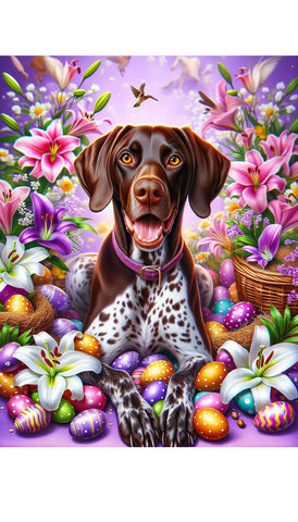 German Shorthair Pointer - Best of Breed DCR Easter Holiday    Outdoor House and Garden Flag