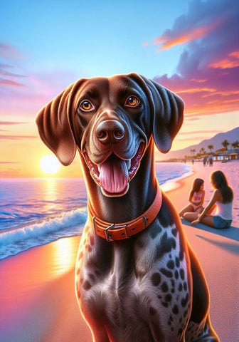 German Shorthair Pointer - Best of Breed DCR Summer Sunset Outdoor House and Garden Flag