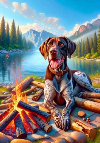German Shorthair Pointer - Best of Breed DCR Summer Camping   Outdoor House and Garden Flag