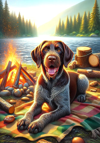 German Wirehaired Pointer - Best of Breed DCR Summer Camping   Outdoor House and Garden Flag