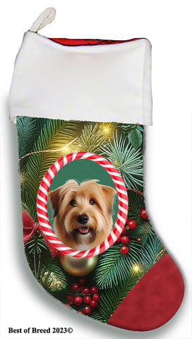 Glen of Imal Terrier Wheaten - Best of Breed  Christmas Stocking 13.5"  Red Gaming Cloth with Red Lining ,Plush White Cuff