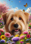 Glen of Imal Terrier Wheaten - Best of Breed  Spring Butterflies Outdoor House and Garden Flag