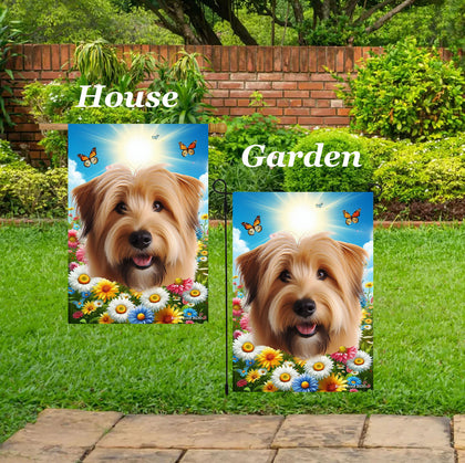 Glen of Imal Terrier Wheaten - Best of Breed  Summer Butterflies Outdoor House and Garden Flag