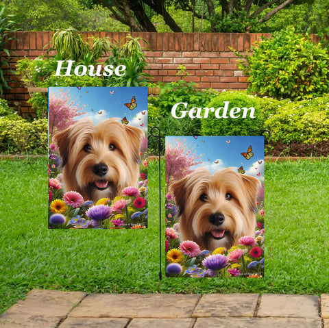 Glen of Imal Terrier Wheaten - Best of Breed  Spring Butterflies Outdoor House and Garden Flag