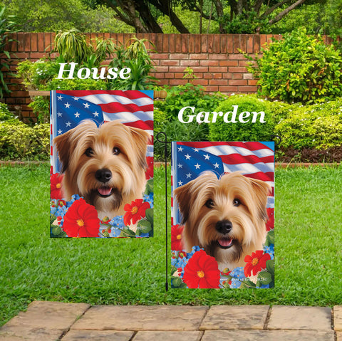 Glen of Imal Terrier Wheaten - Best of Breed  Patriotic I All-American Outdoor House and Garden Flag