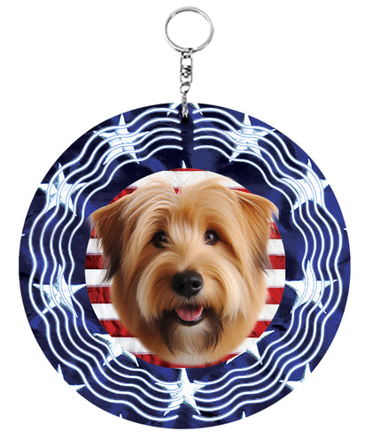Glen of Imal Terrier Wheaten - Best of Breed  Stars and Stripes Aluminum 10" Wind Spinner