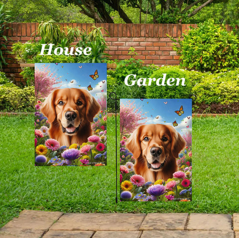Golden Retriever Red - Best of Breed  Spring Butterflies Outdoor House and Garden Flag