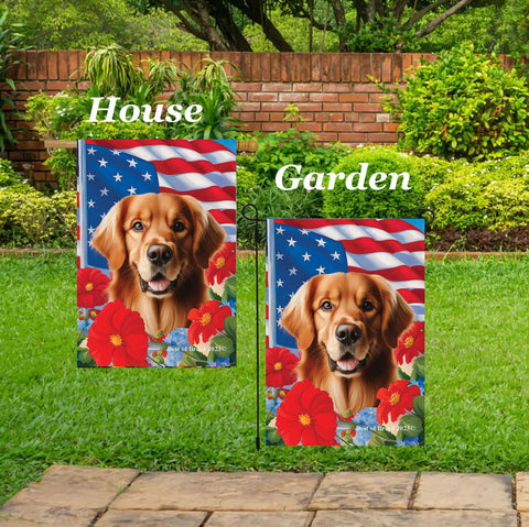 Golden Retriever Red - Best of Breed  Patriotic I All-American Outdoor House and Garden Flag