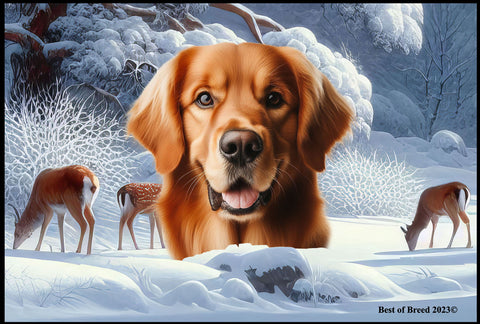 Golden Retriever Red - Best of Breed Winter Wonderland Floor Mat Tufted Loop 18" x 27"