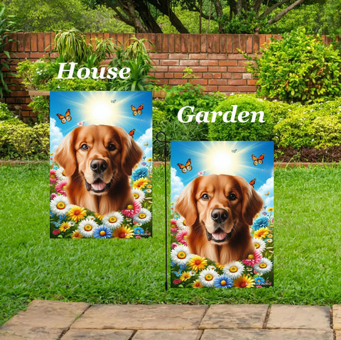 Golden Retriever Red - Best of Breed  Summer Butterflies Outdoor House and Garden Flag