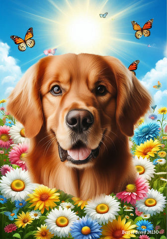 Golden Retriever Red - Best of Breed  Summer Butterflies Outdoor House and Garden Flag
