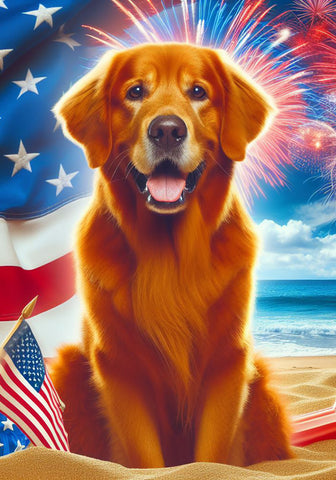 Golden Retriever Red - Best of Breed DCR July 4 Outdoor Flag