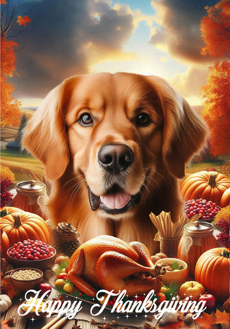 Golden Retriever Red - Best of Breed  Thanksgiving Outdoor House and Garden Flag