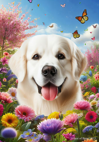 Golden Retriever White - Best of Breed  Spring Butterflies Outdoor House and Garden Flag