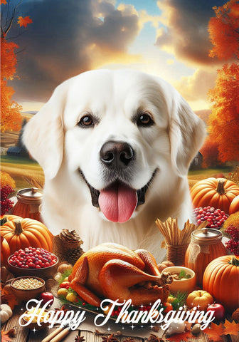 Golden Retriever White - Best of Breed  Thanksgiving Outdoor House and Garden Flag