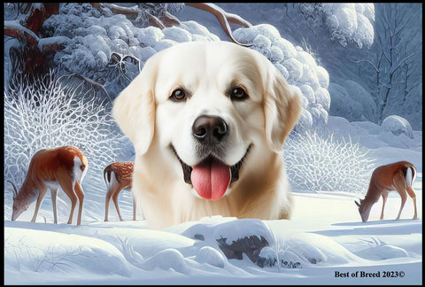 Golden Retriever White - Best of Breed Winter Wonderland Floor Mat Tufted Loop 18" x 27"