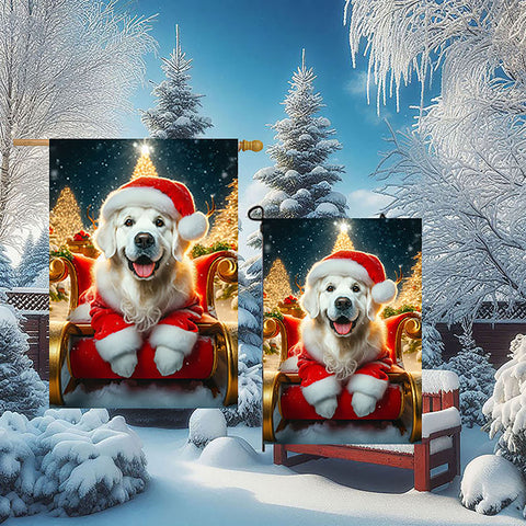 Golden Retriever White - Best of Breed DCR Christmas Outdoor House and Garden Flag
