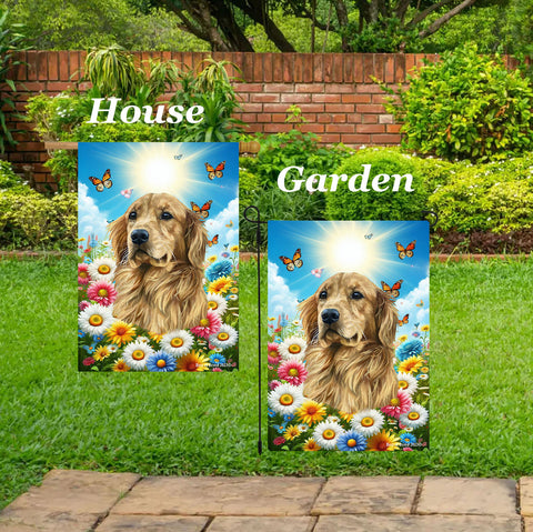 Golden Retriever - Best of Breed  Summer Butterflies Outdoor House and Garden Flag
